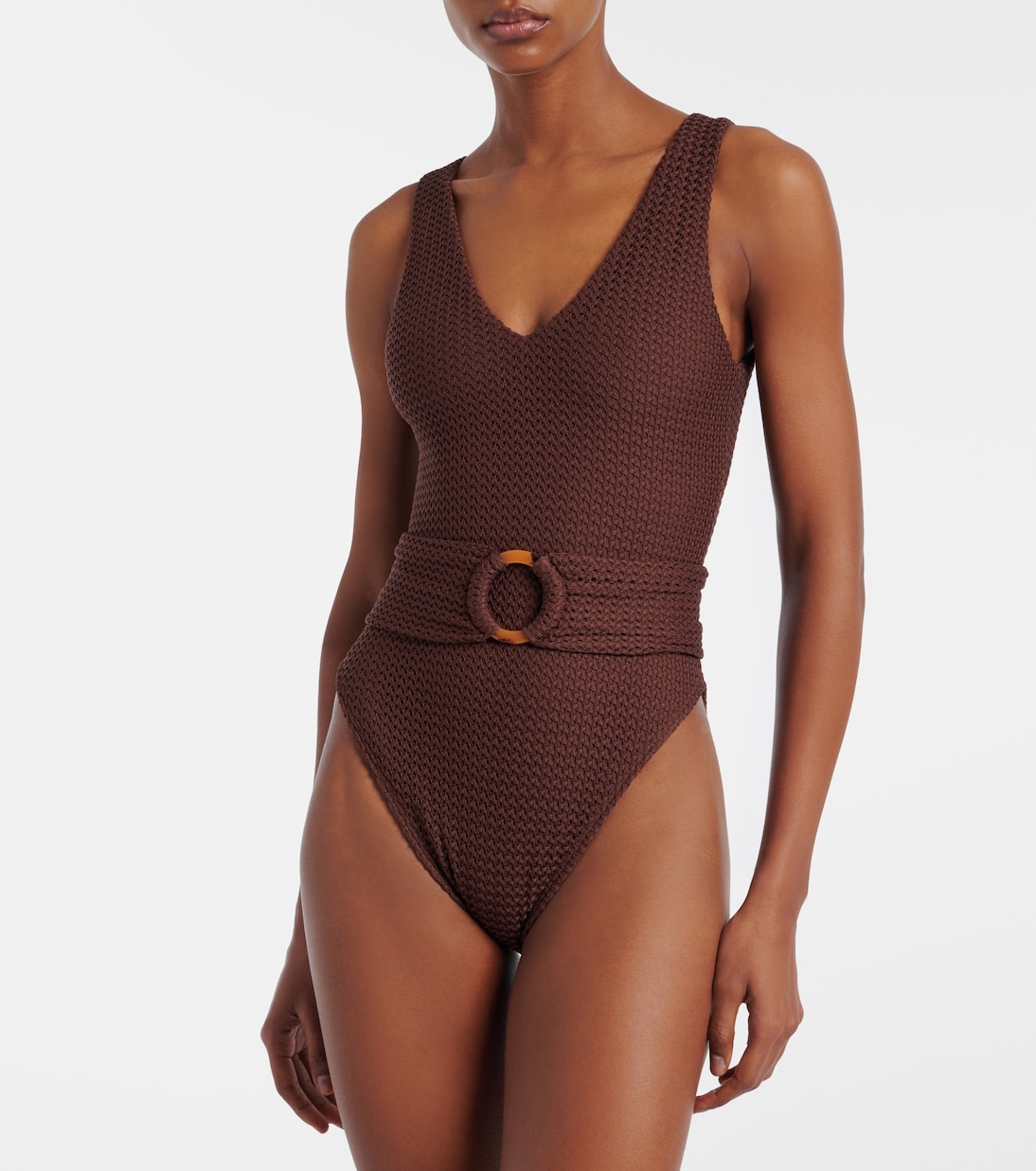 Kim belted crochet swimsuit | Montce