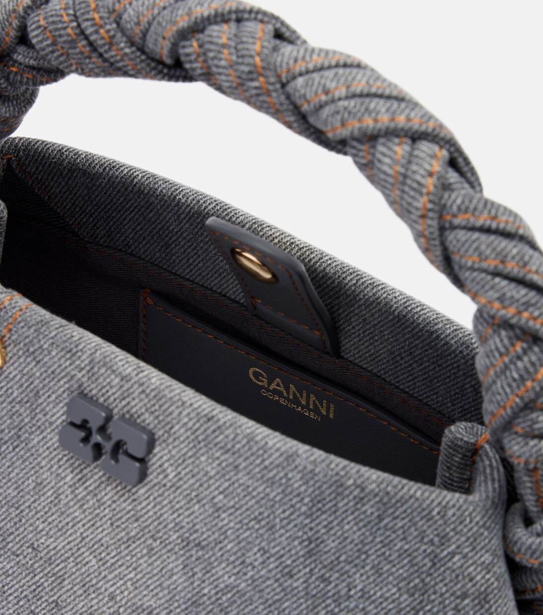 Bou Mini denim top-handle bag | Ganni