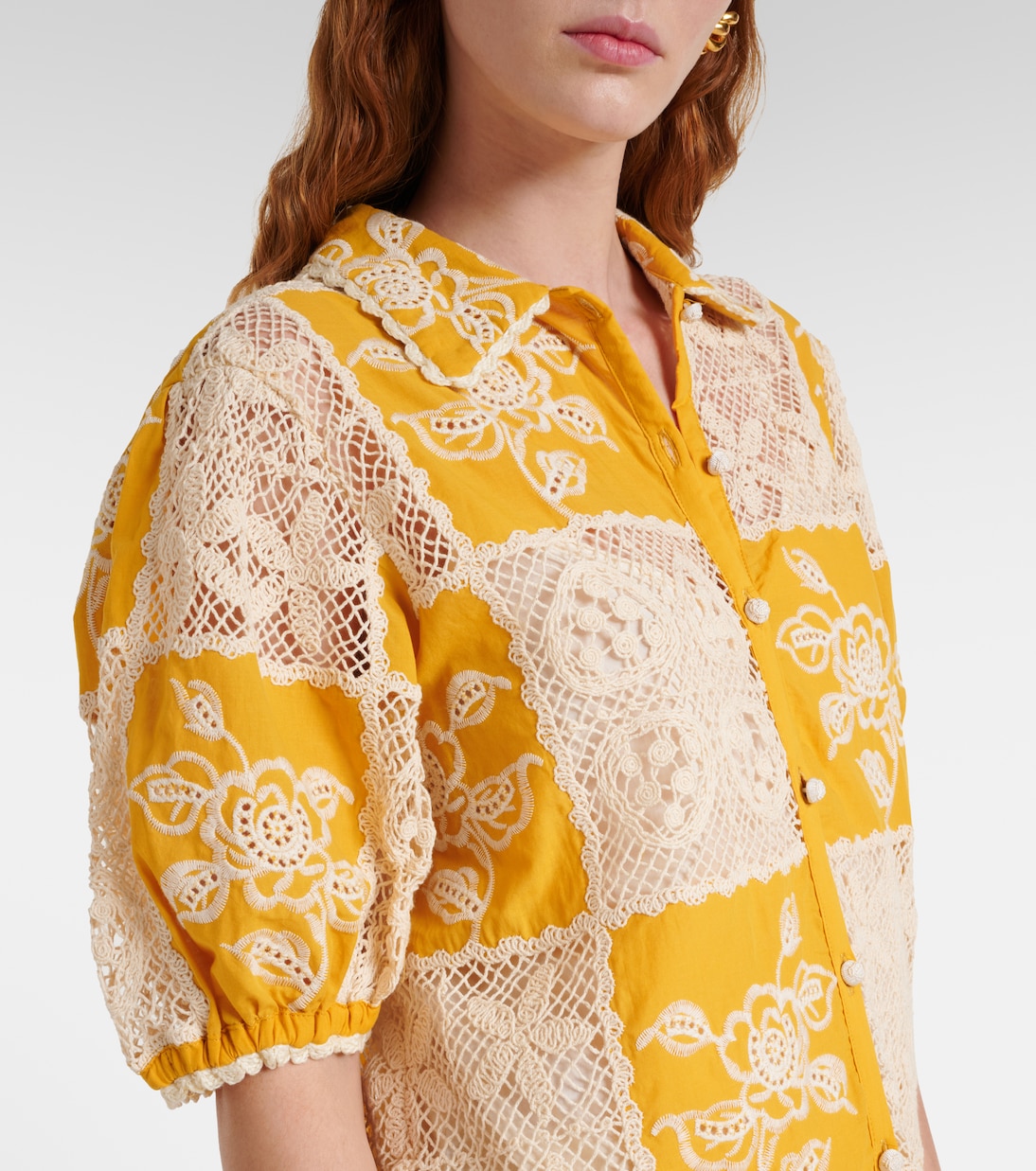 Embroidered lace-trimmed cotton shirt | Farm Rio
