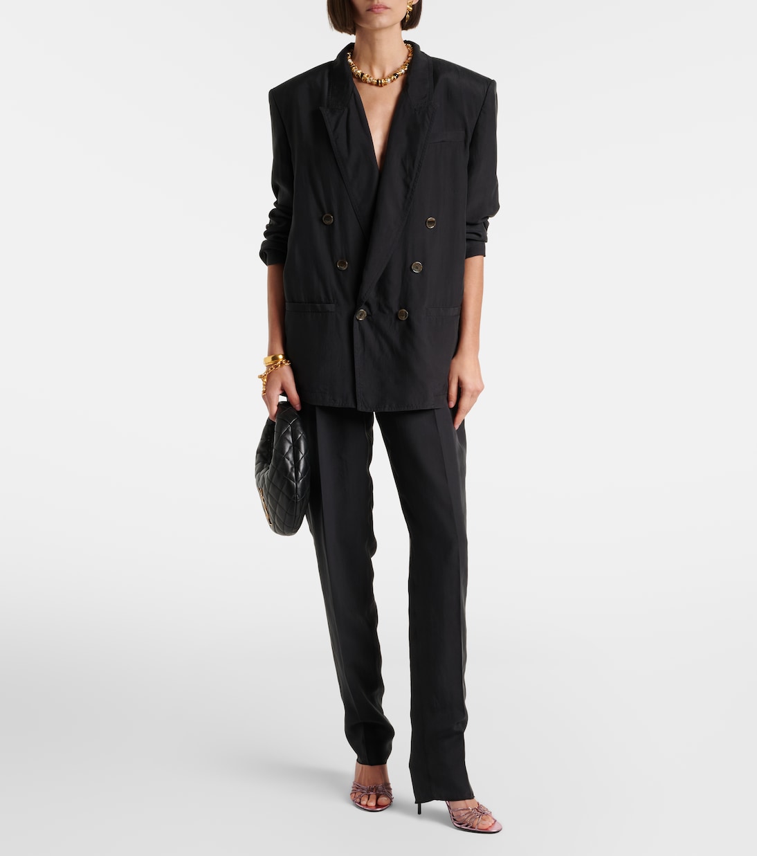 Blazer doppiopetto in seta | Saint Laurent
