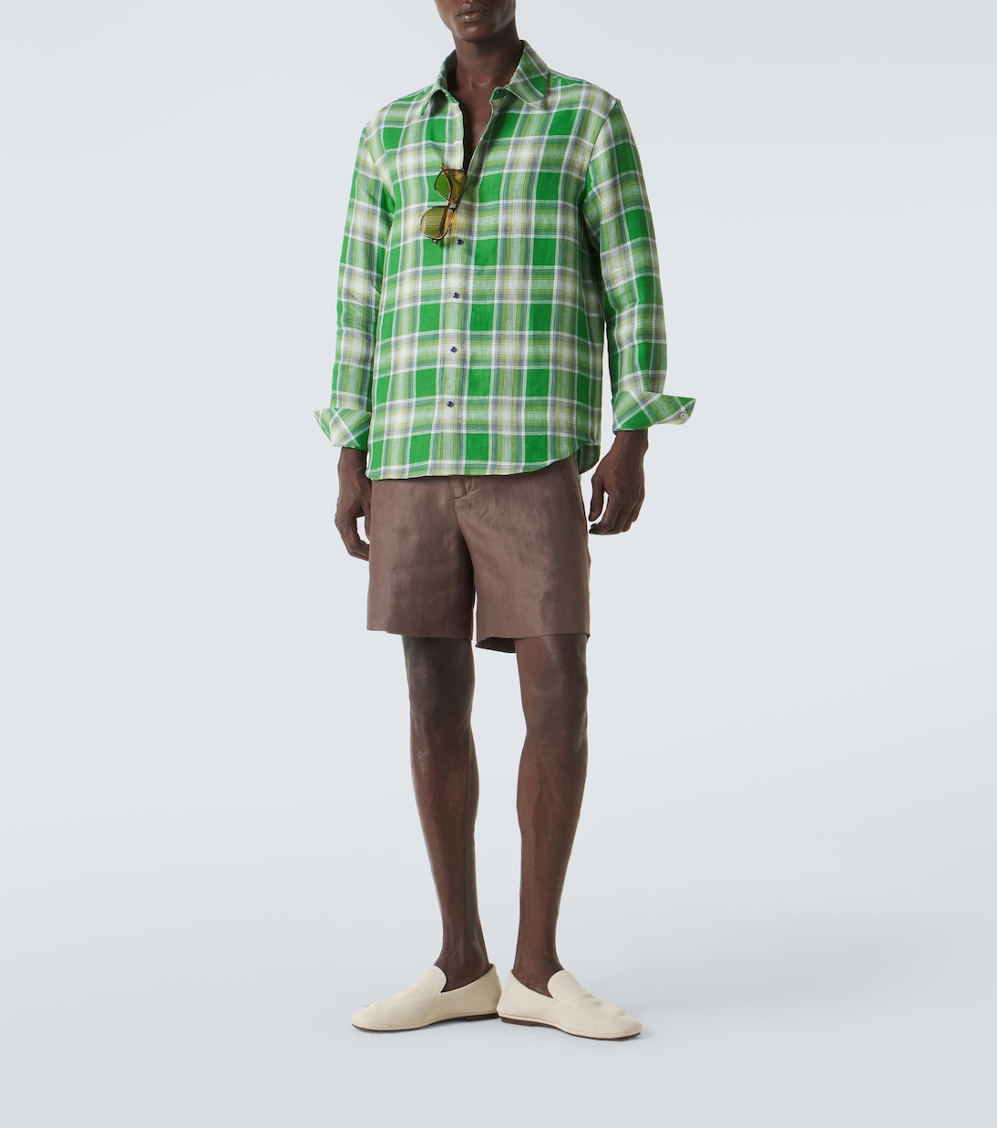 Camicia Harbor in lino con lapislazzuli | God's True Cashmere