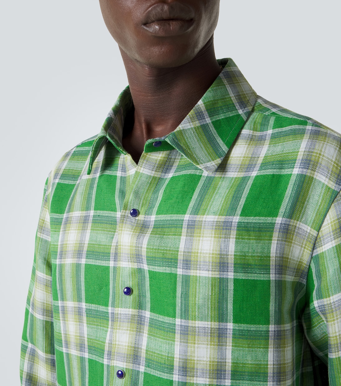 Camicia Harbor in lino con lapislazzuli | God's True Cashmere
