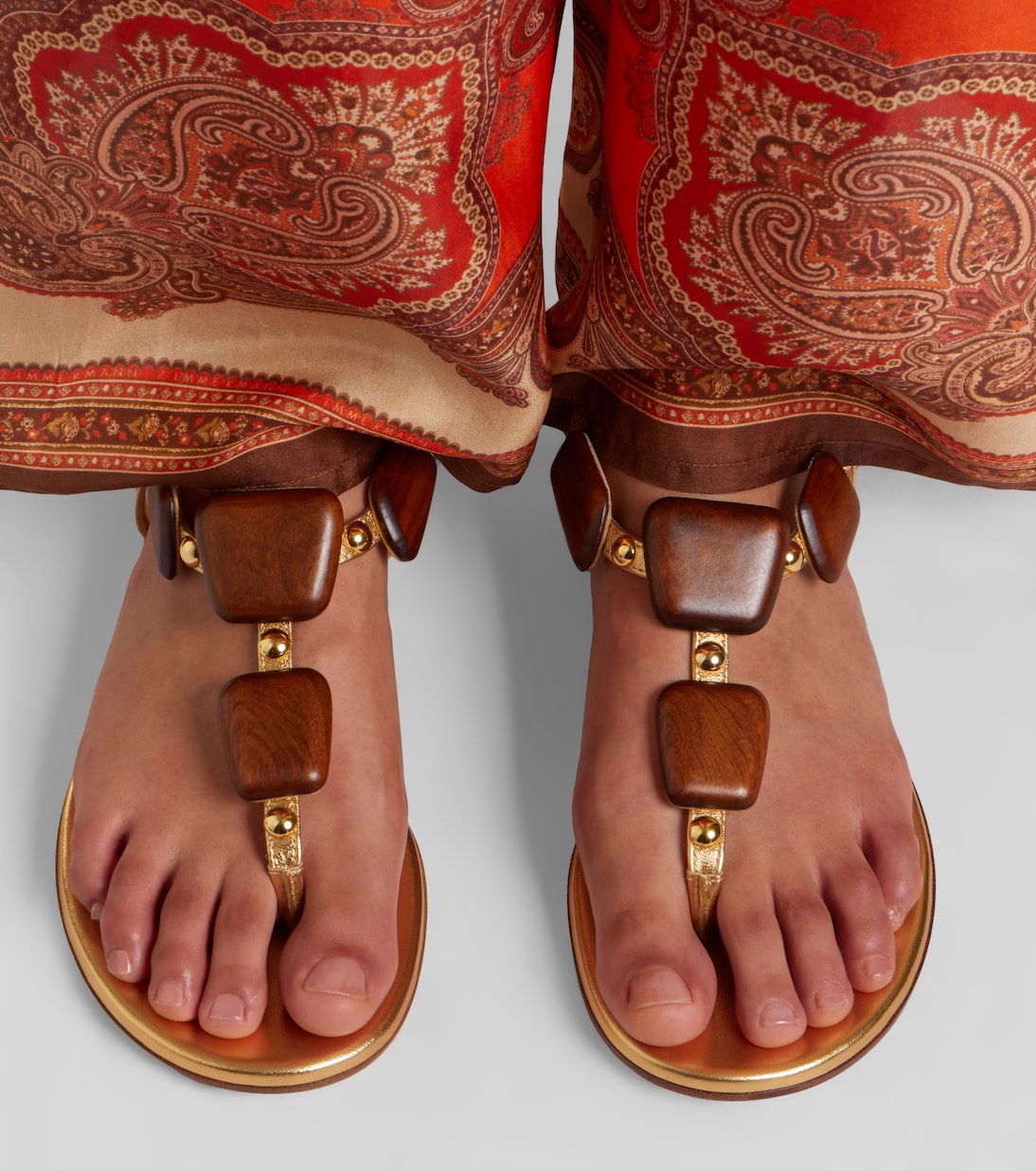 Beaded metallic leather thong sandals | Gianvito Rossi