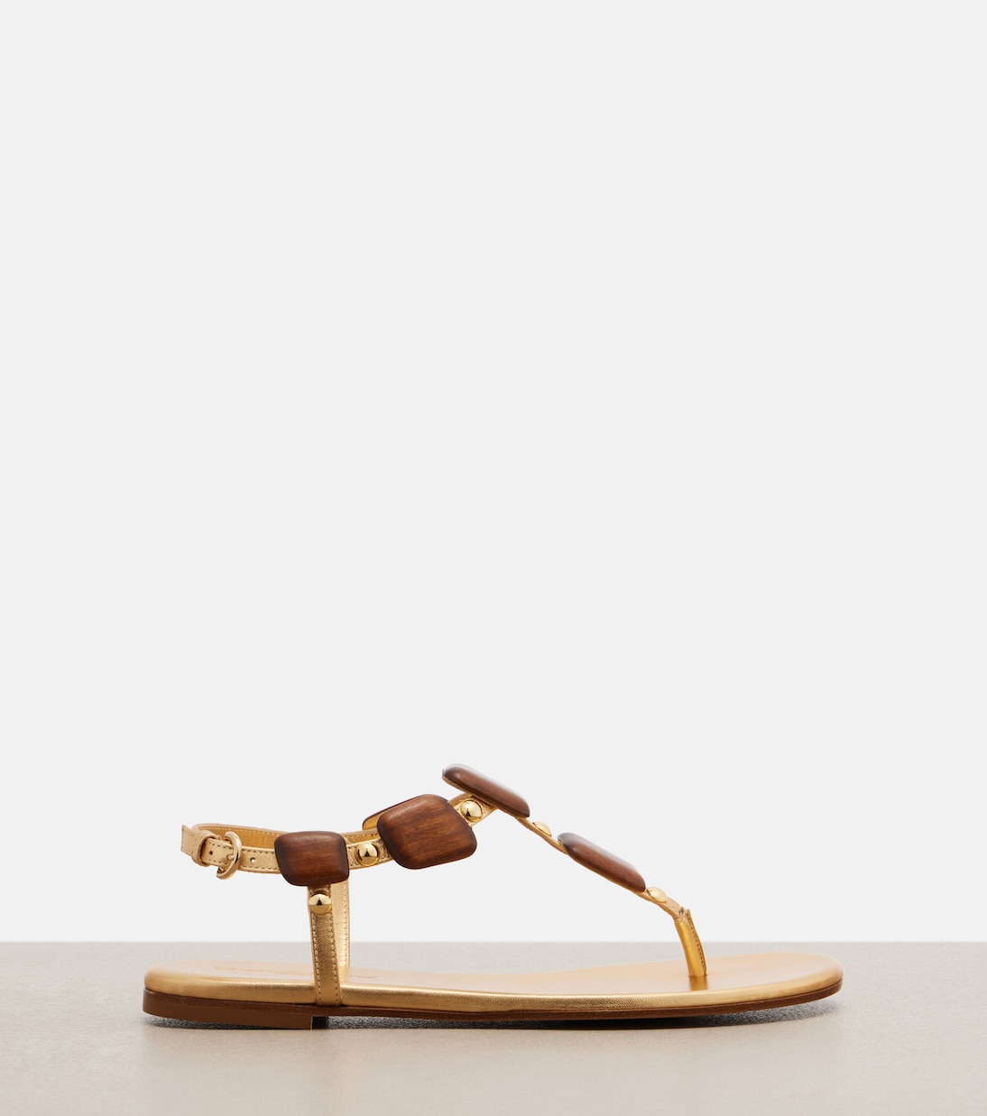 Beaded metallic leather thong sandals | Gianvito Rossi