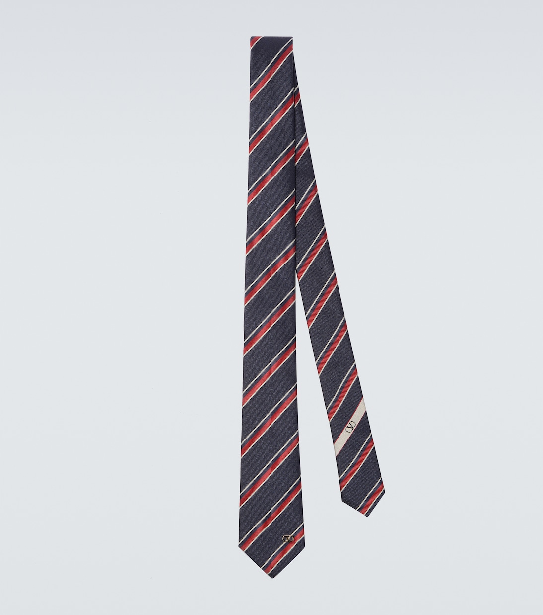 Corbata de jacquard de seda a rayas con VLogo | Valentino Garavani