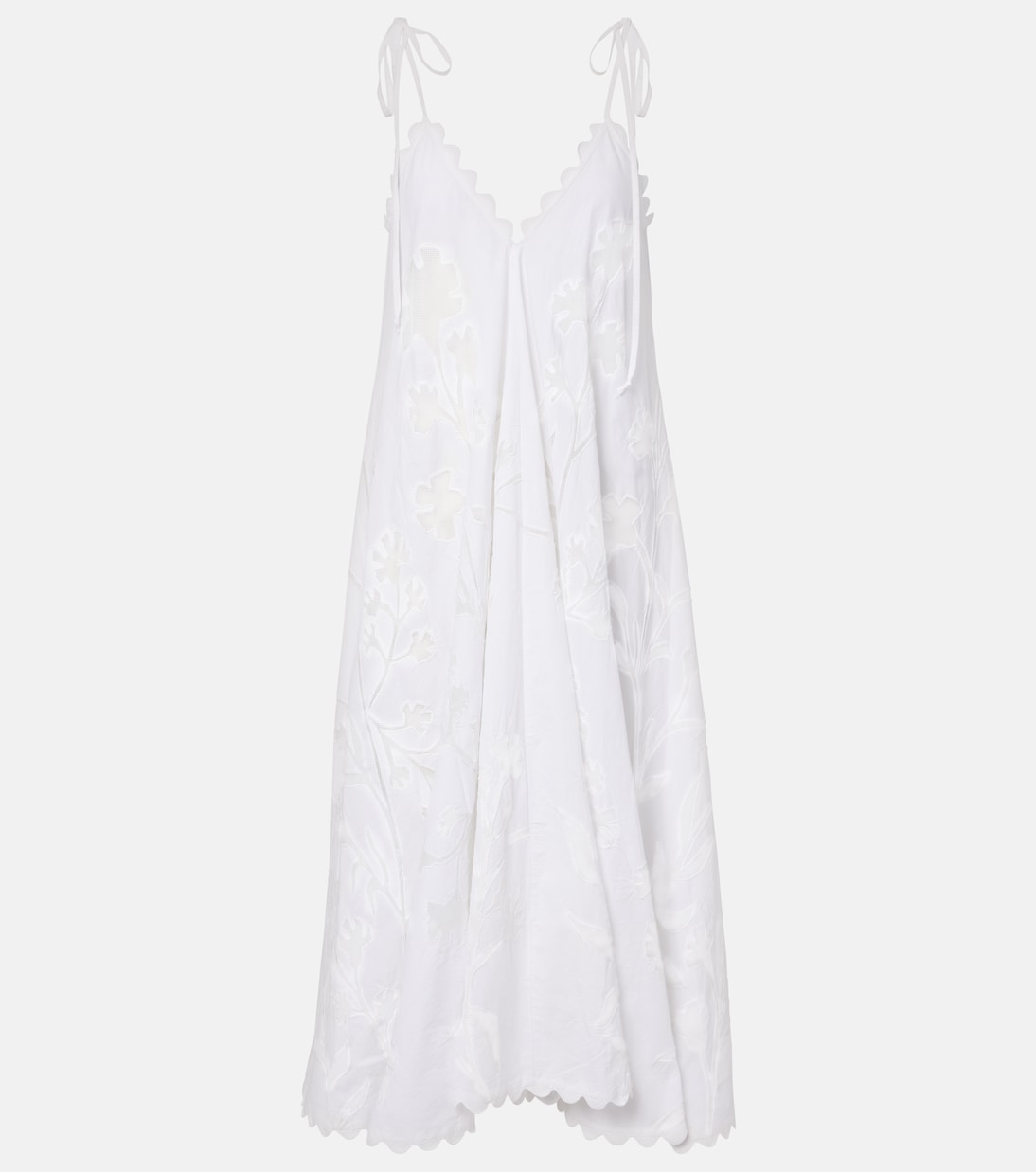 Embroidered scalloped cotton midi dress | Juliet Dunn