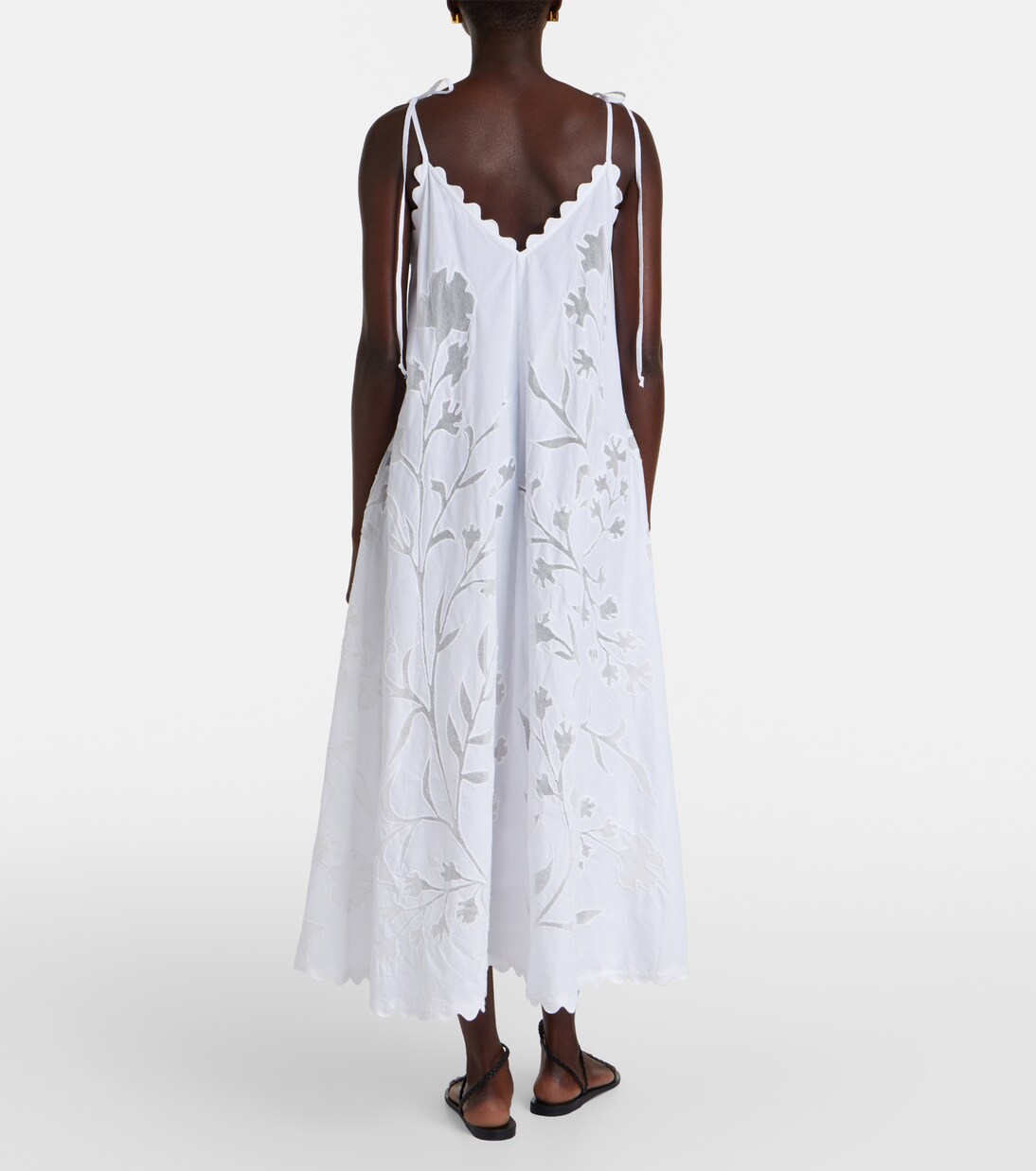 Embroidered scalloped cotton midi dress | Juliet Dunn