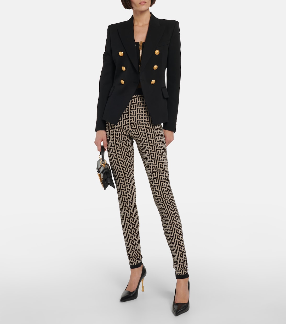 High-Rise Leggings Monogram | Balmain