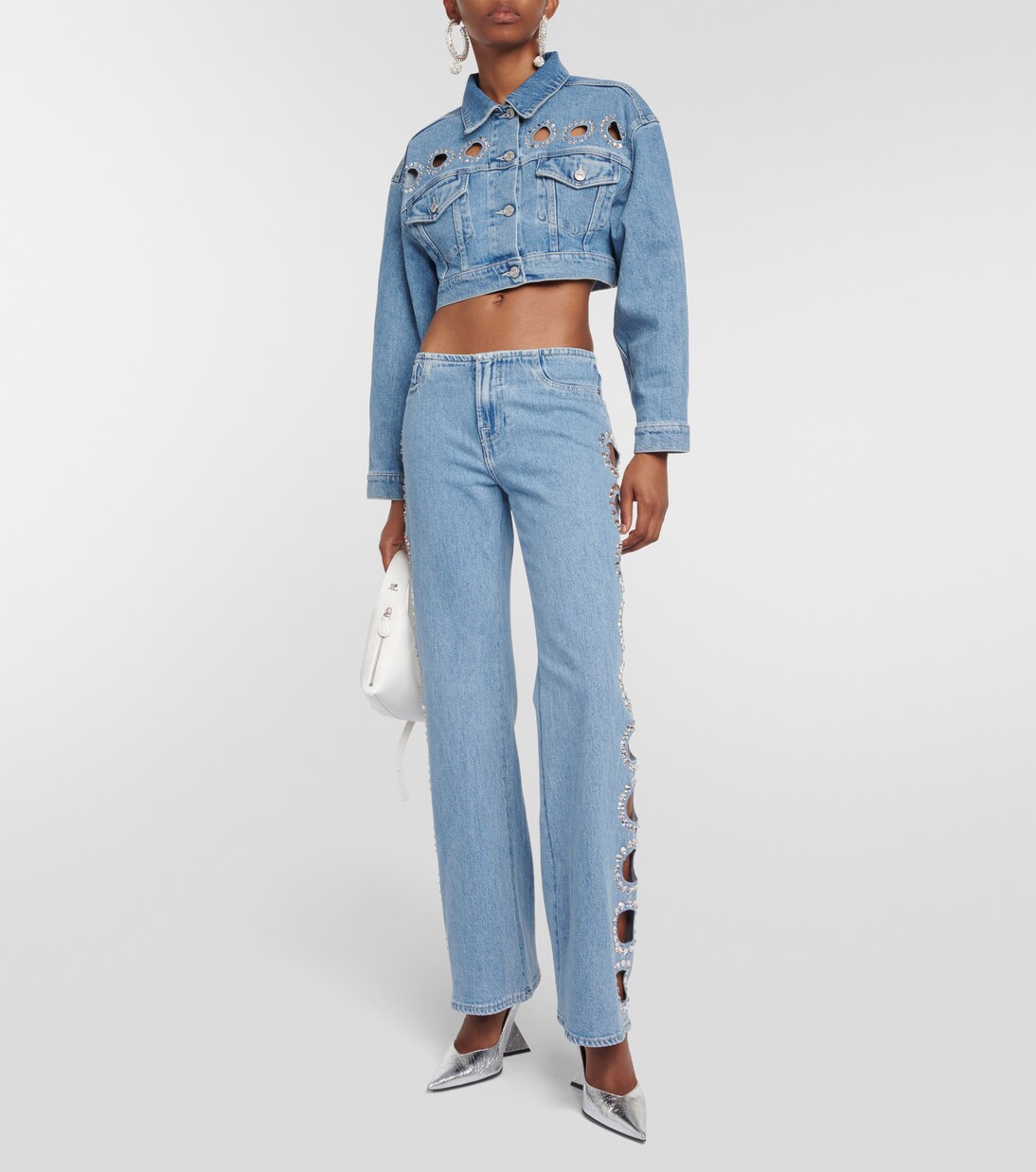 Babe embellished cropped denim jacket | 7 For All Mankind