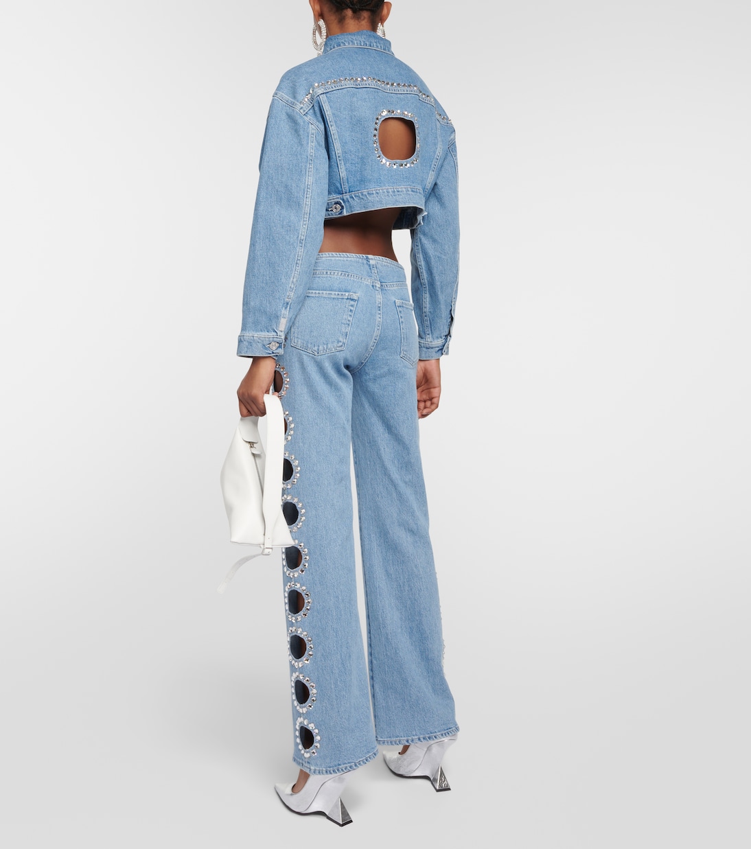 Babe embellished cropped denim jacket | 7 For All Mankind