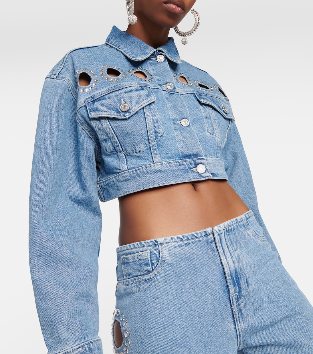 Babe embellished cropped denim jacket | 7 For All Mankind