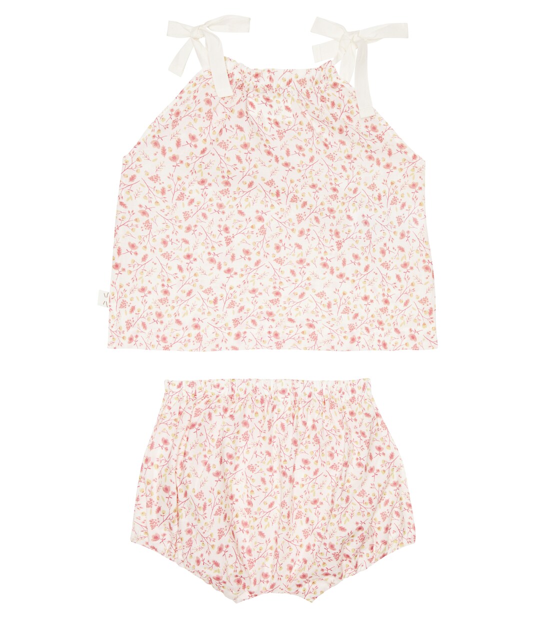 Baby floral cotton top and bloomers set | Il Gufo