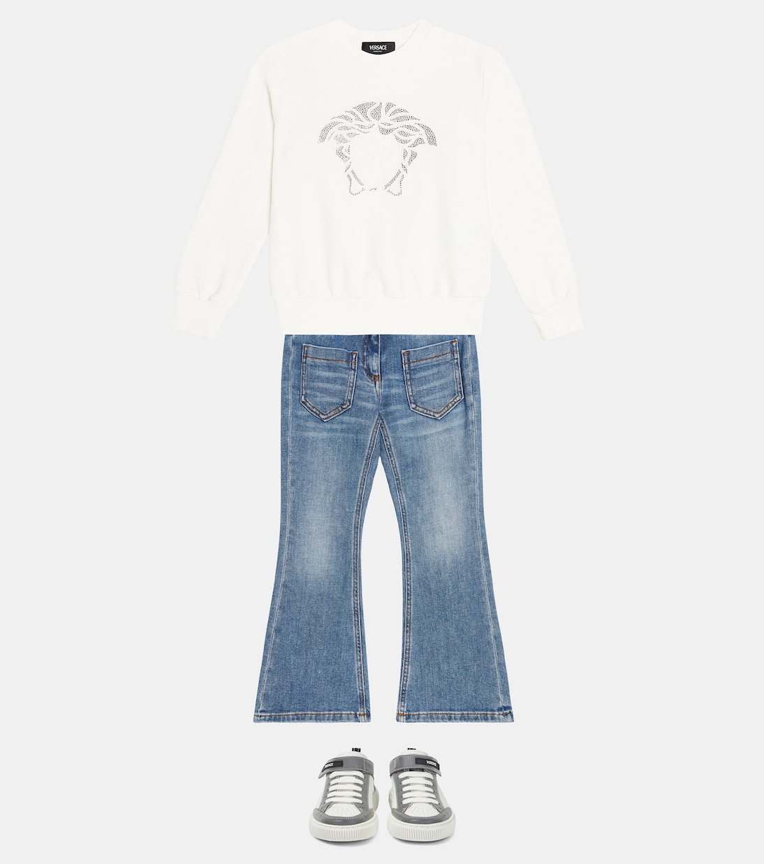 Medusa embellished cotton jersey sweatshirt | Versace Kids