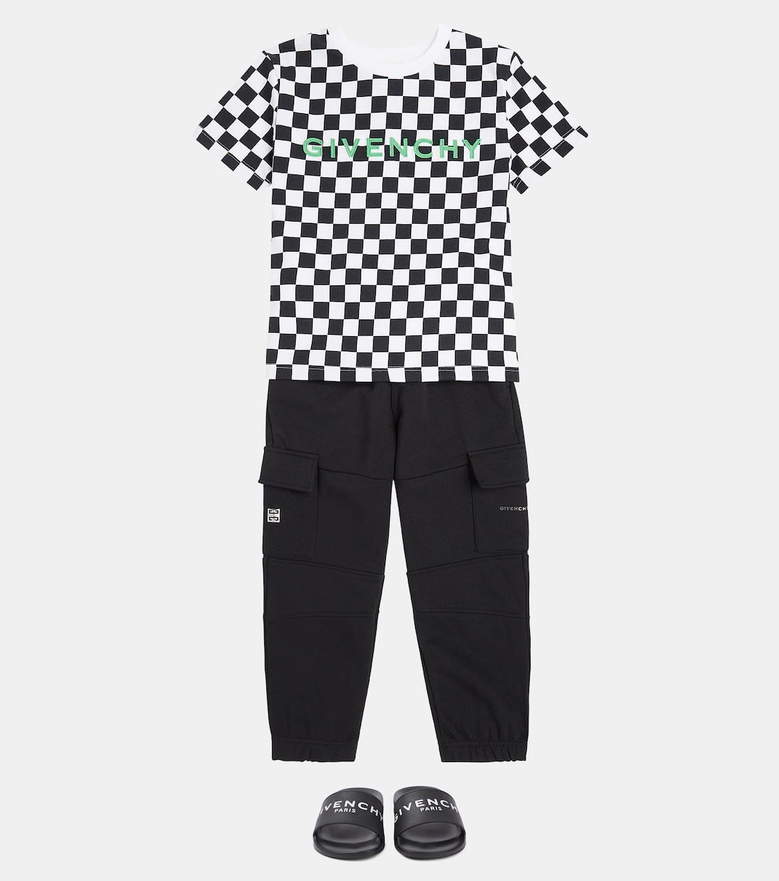 Logo checked cotton jersey T-shirt | Givenchy Kids