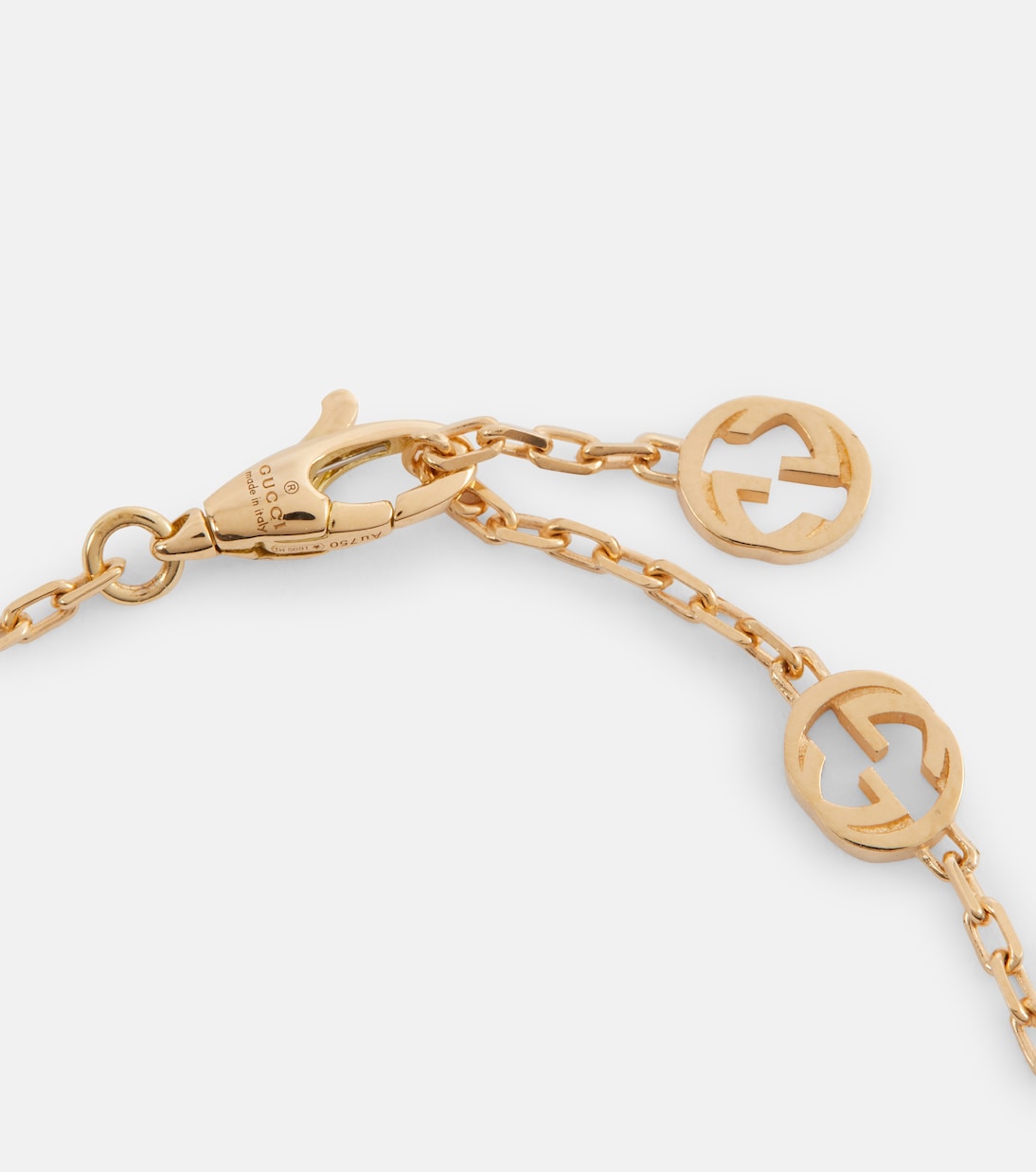 Interlocking G 18kt gold necklace with onyx and diamond | Gucci