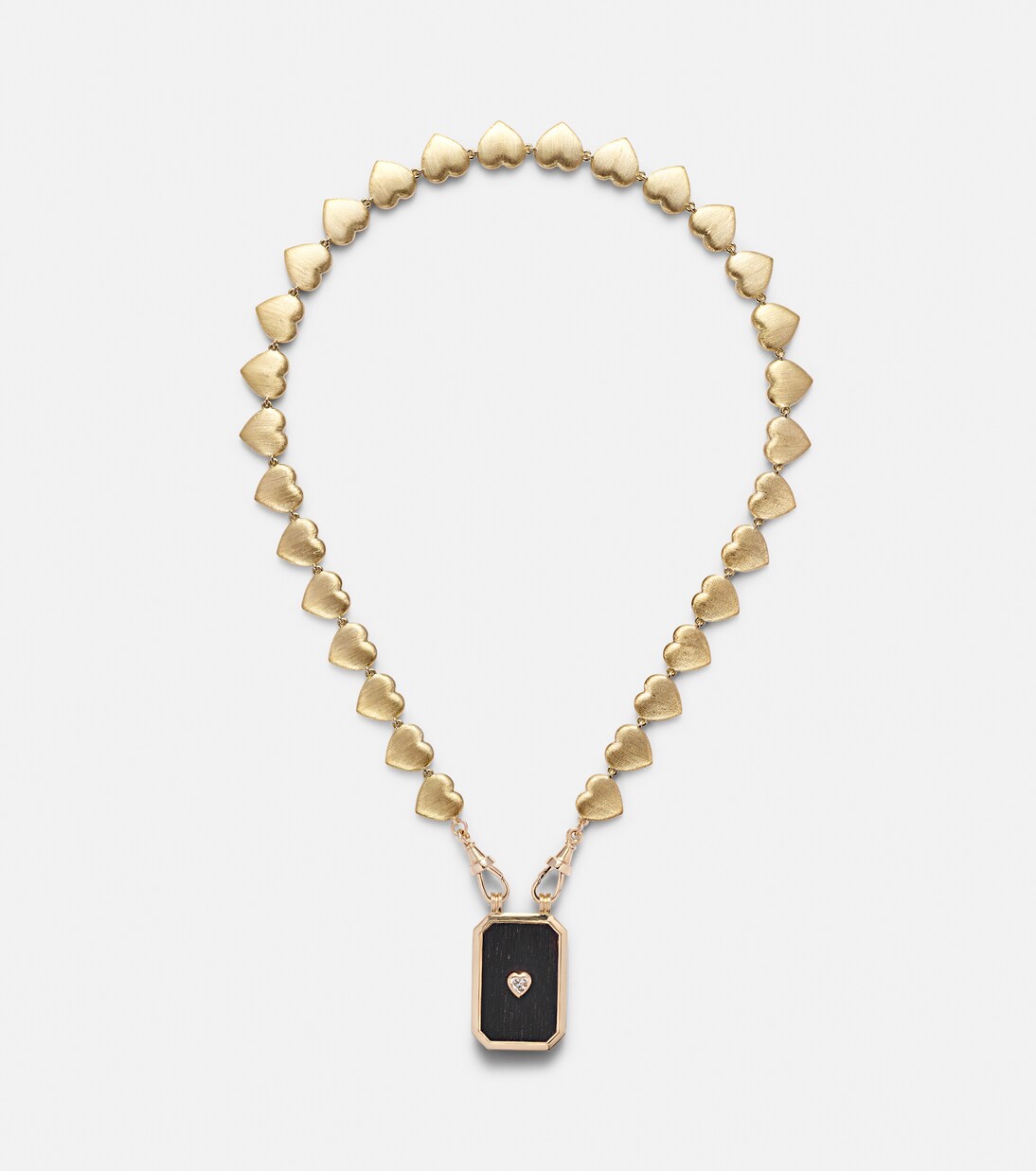 Halskette Heart Scapular aus 18kt Gelbgold mit Ebenholz und Diamanten | Marie Lichtenberg