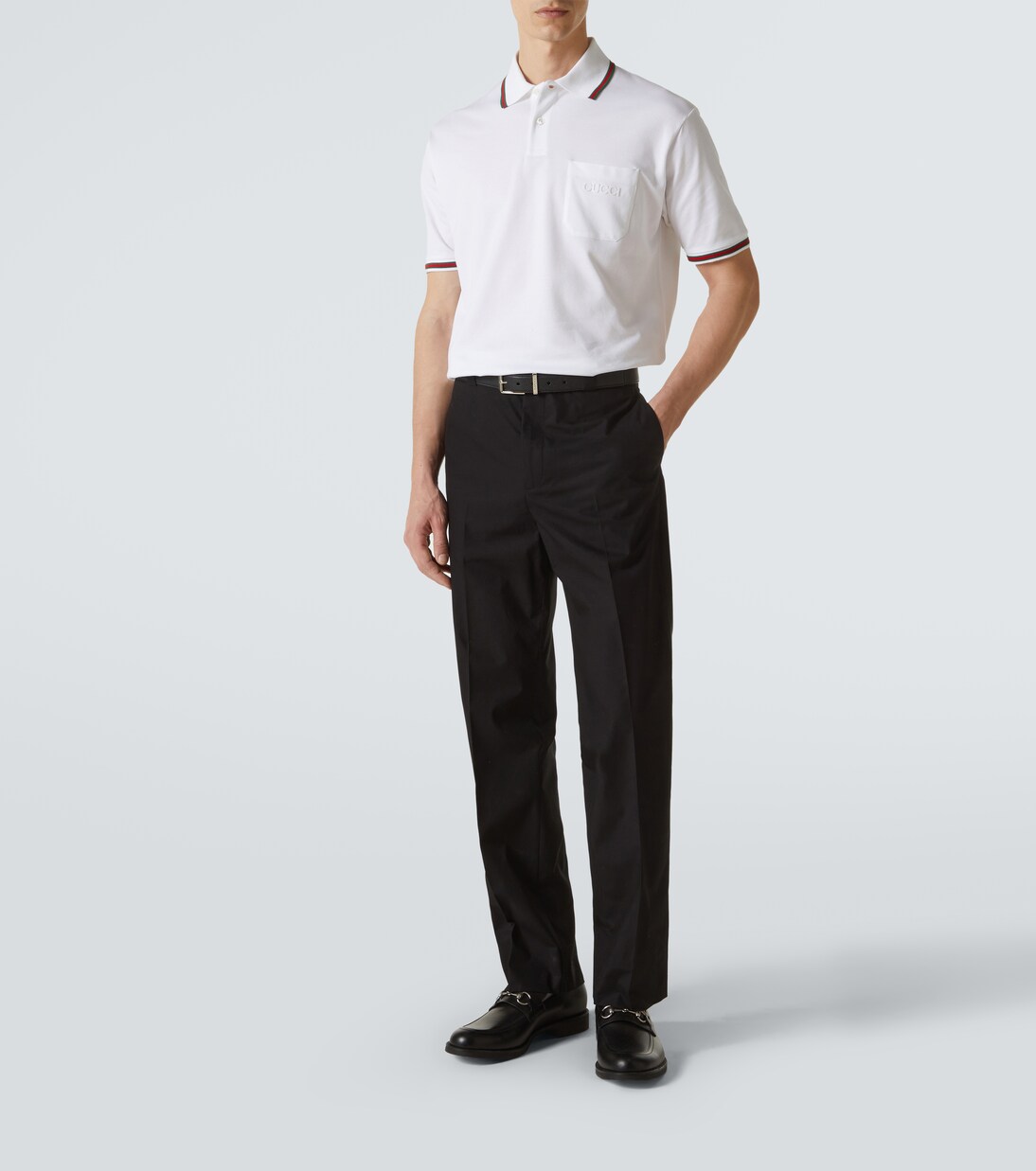 Web Stripe cotton-blend piqué polo shirt | Gucci