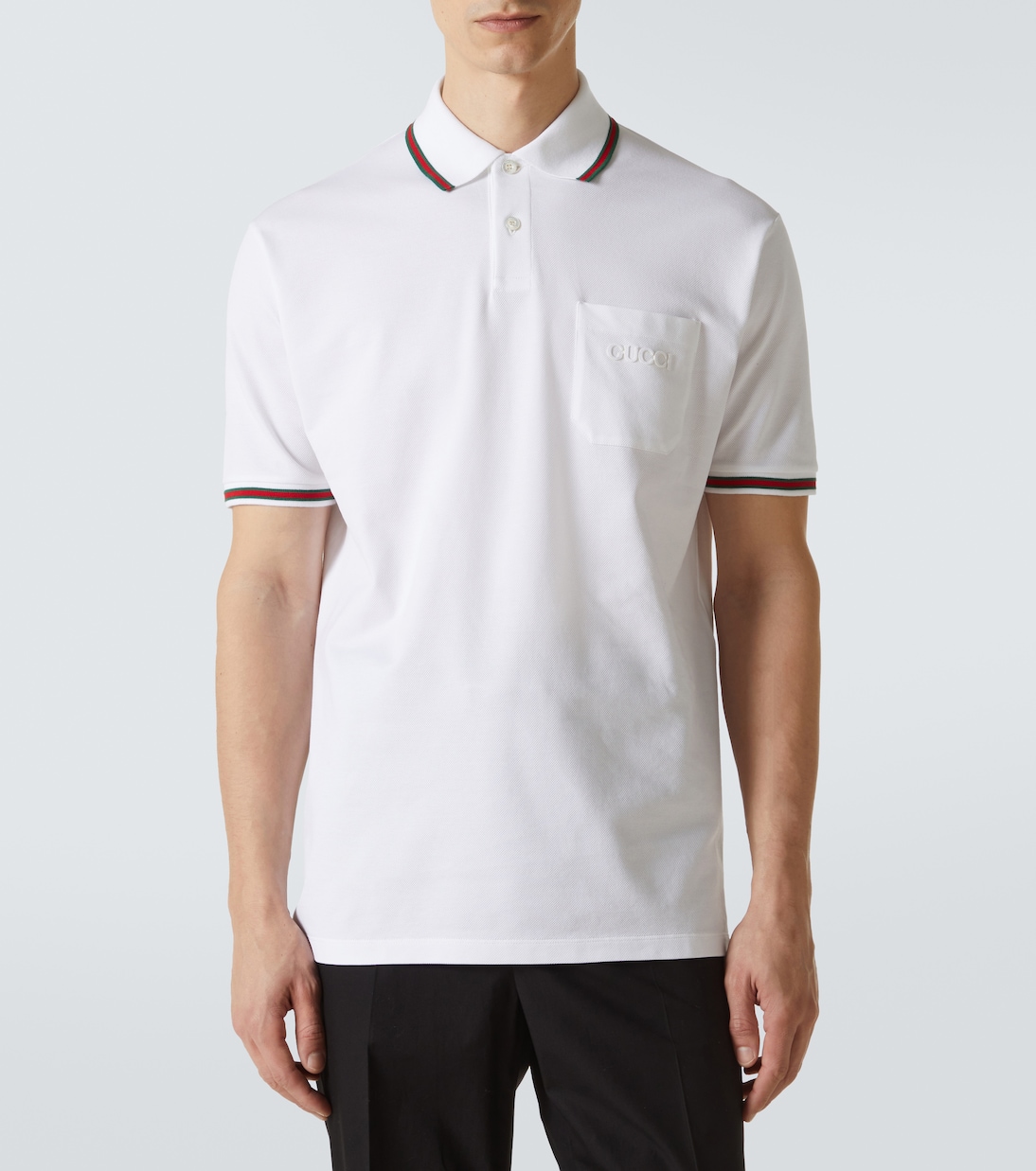 Web Stripe cotton-blend piqué polo shirt | Gucci