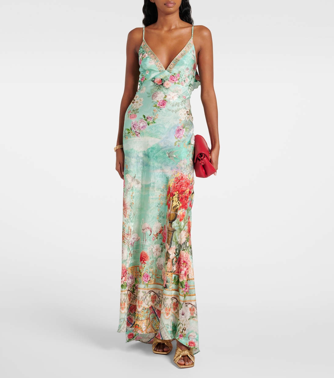 Robe imprimée en satin | Camilla