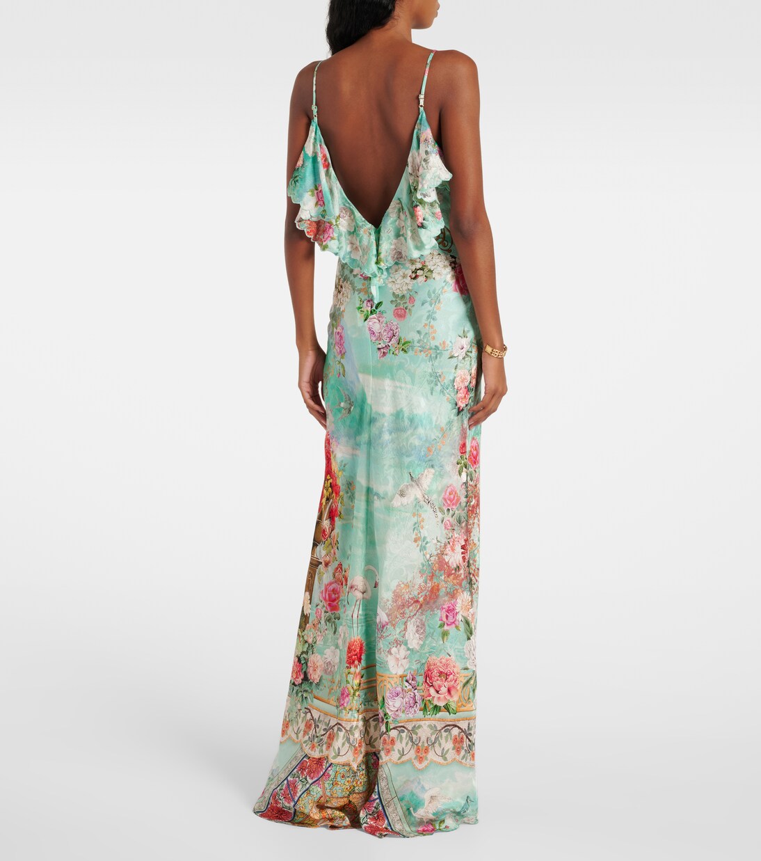 Robe imprimée en satin | Camilla