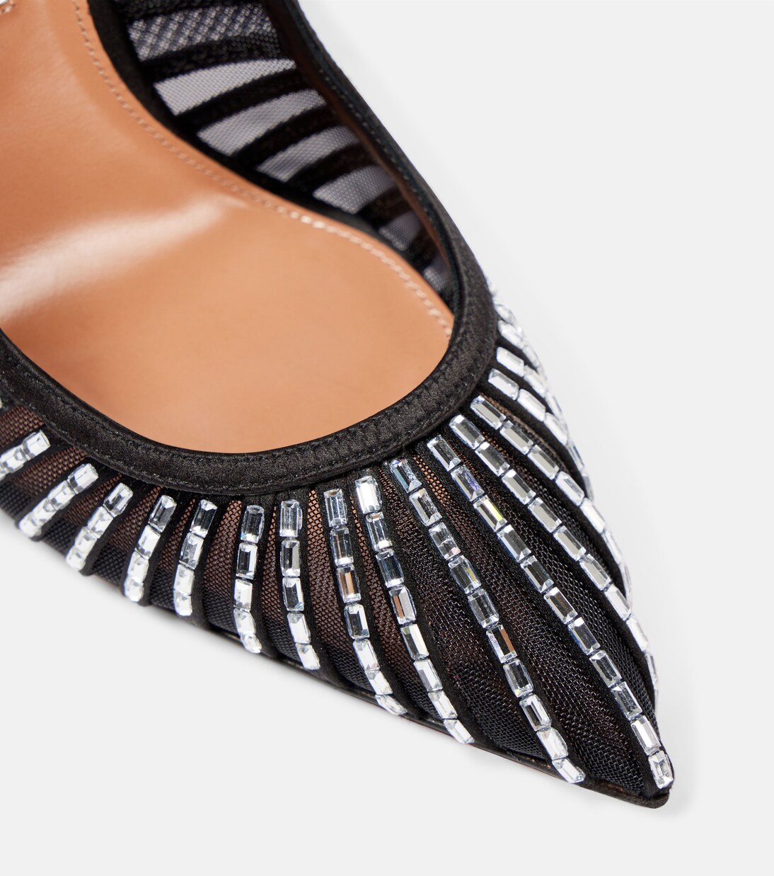 Passions Crystal 105 satin and mesh pumps | Aquazzura