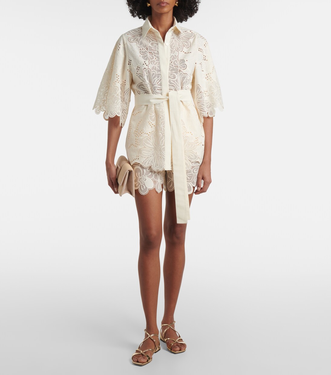 Embroidered broderie anglaise shorts | Elie Saab