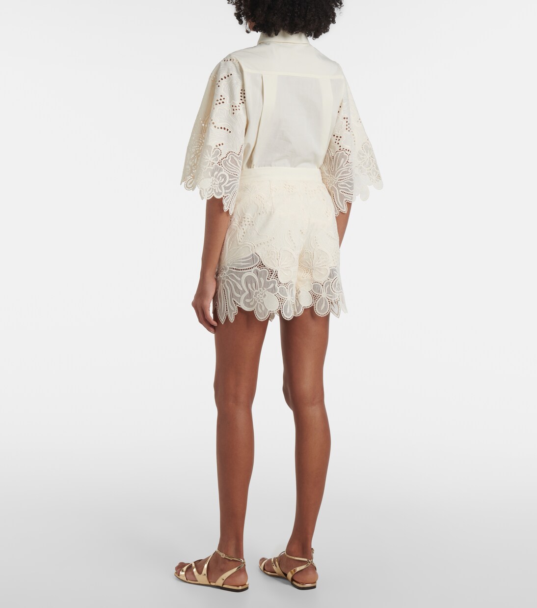 Embroidered broderie anglaise shorts | Elie Saab