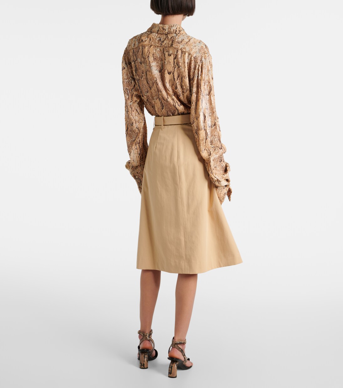 Belted cotton poplin midi skirt | Dries Van Noten