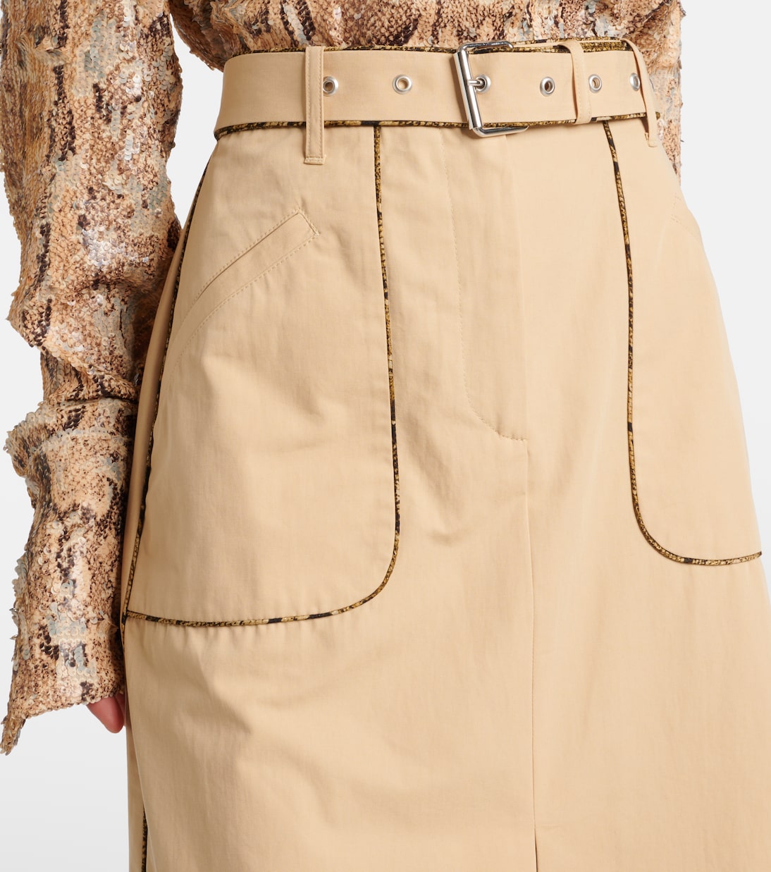 Belted cotton poplin midi skirt | Dries Van Noten