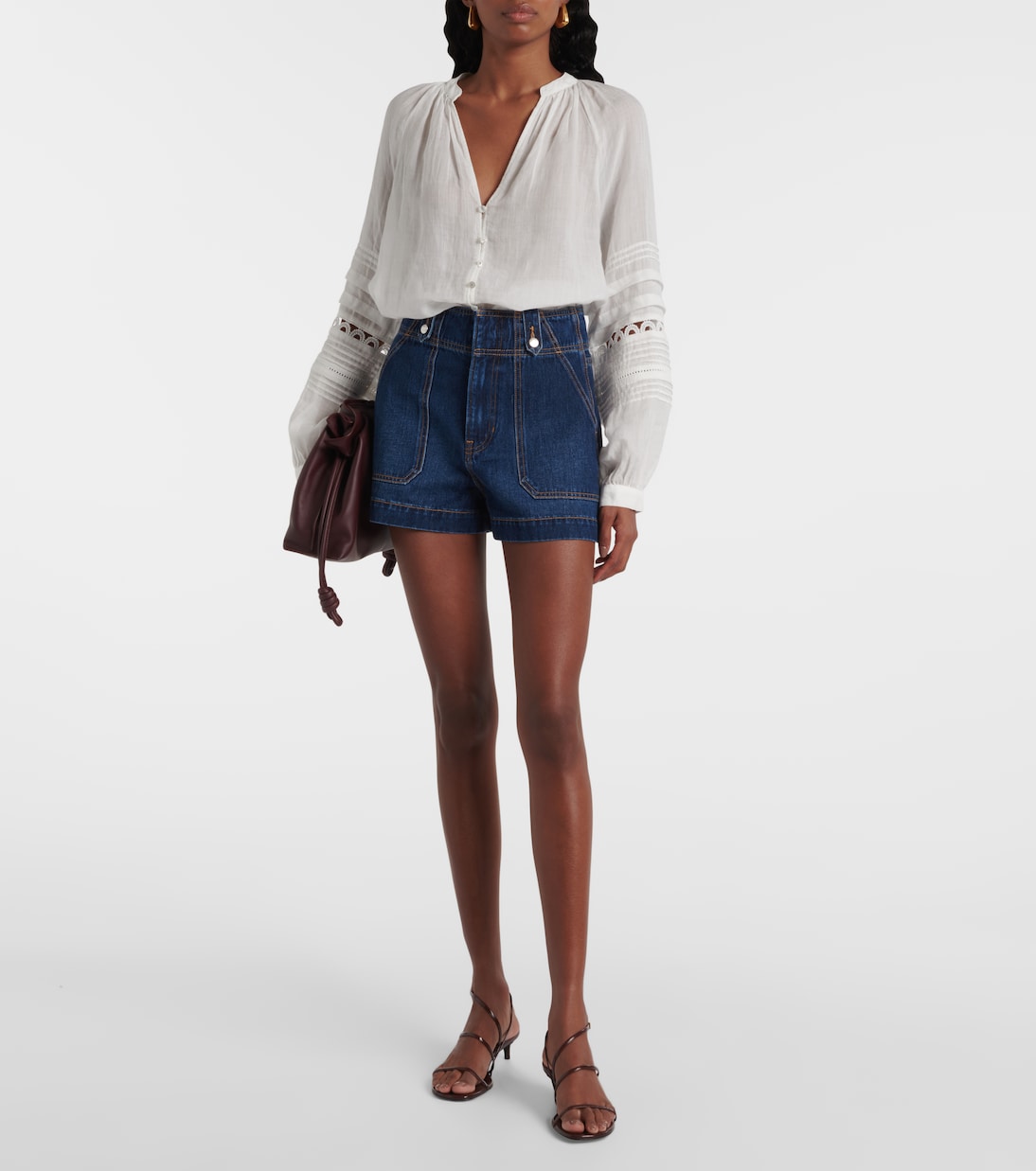 Short Jaffee à taille haute en jean | Veronica Beard