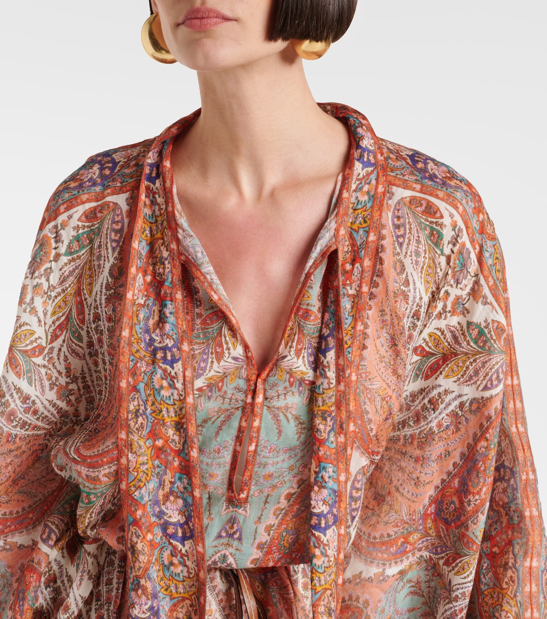 Rhiannon tie-neck ramie midi dress | Zimmermann