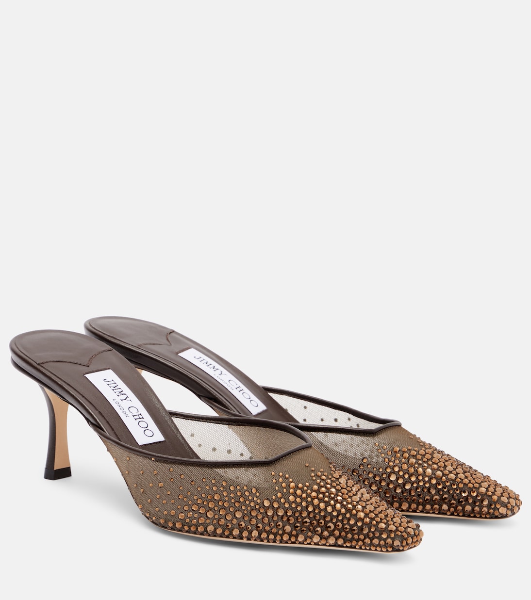 Vivi 65 crystal-embellished mesh mules | Jimmy Choo