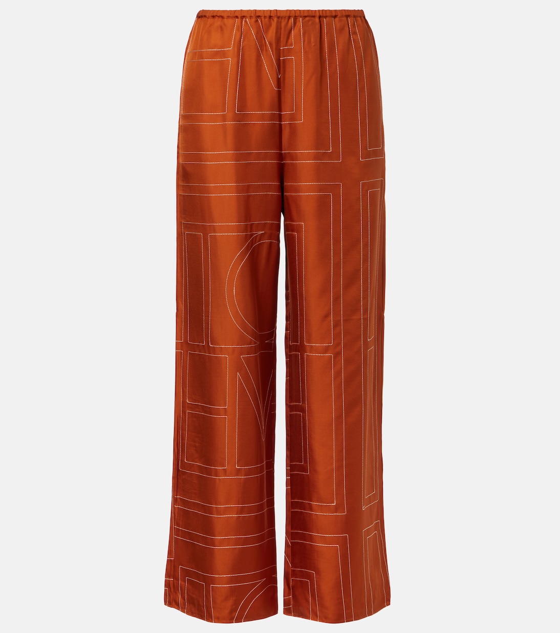 Monogram silk twill pajama pants | Toteme
