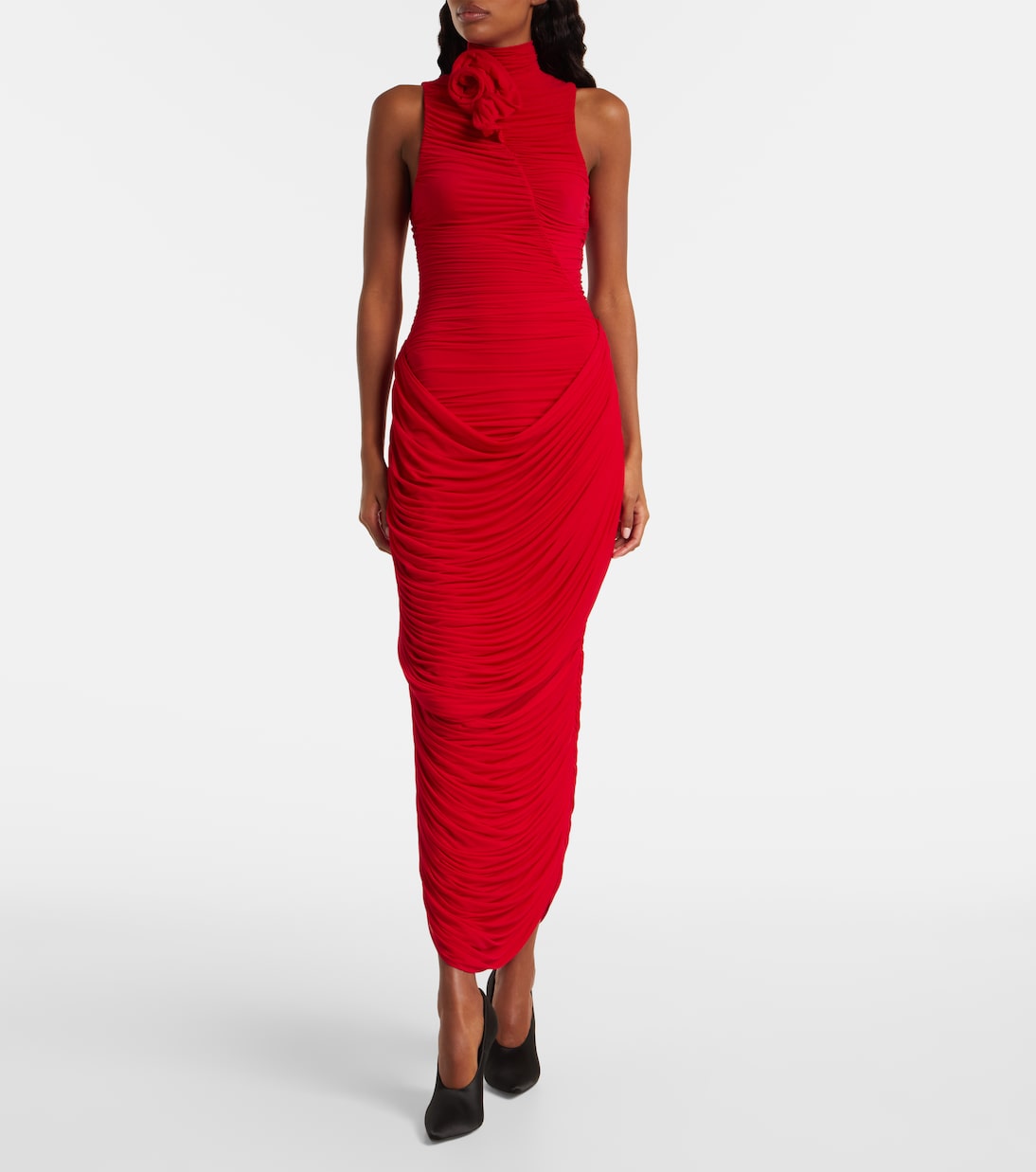 Vestido de fiesta drapeado con aplique floral | Magda Butrym