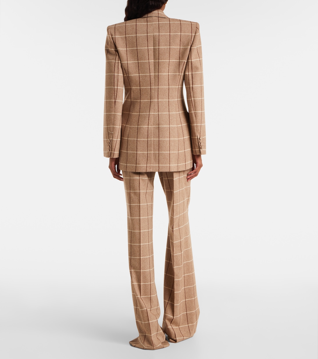 Checked double-breasted virgin wool blazer | Valentino