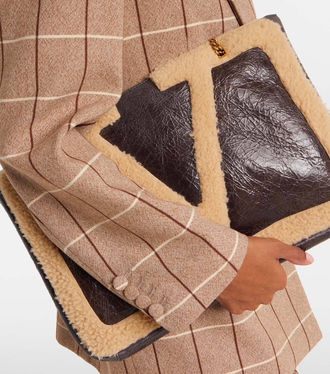 Checked double-breasted virgin wool blazer | Valentino