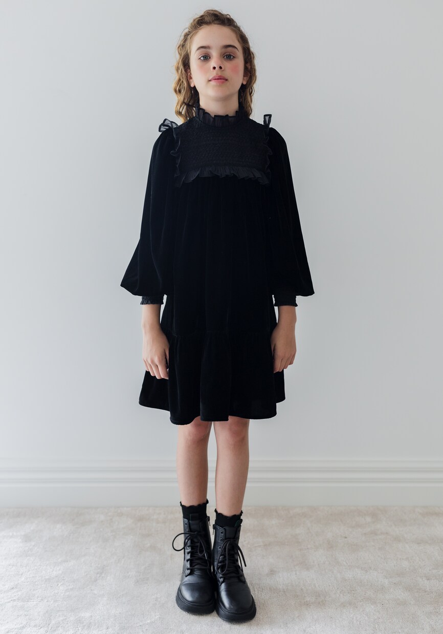 Shirred velvet dress | Petite Amalie  