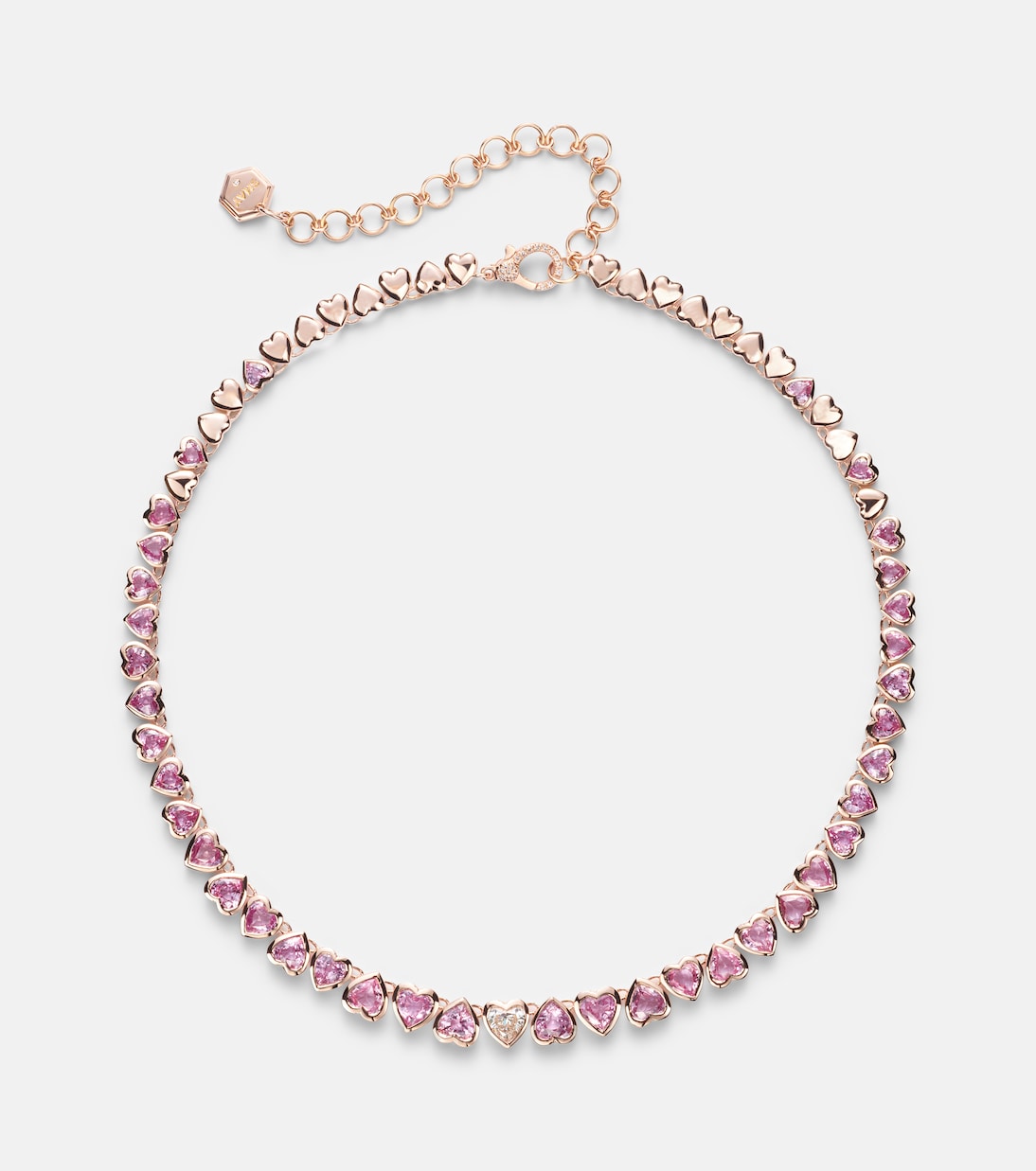 Collier Tennis en or rose 18 ct, saphirs et diamant | Shay Jewelry