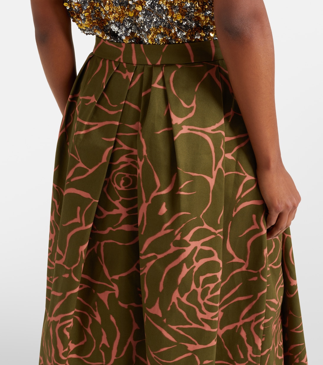 Jupe midi en coton à fleurs | Dries Van Noten