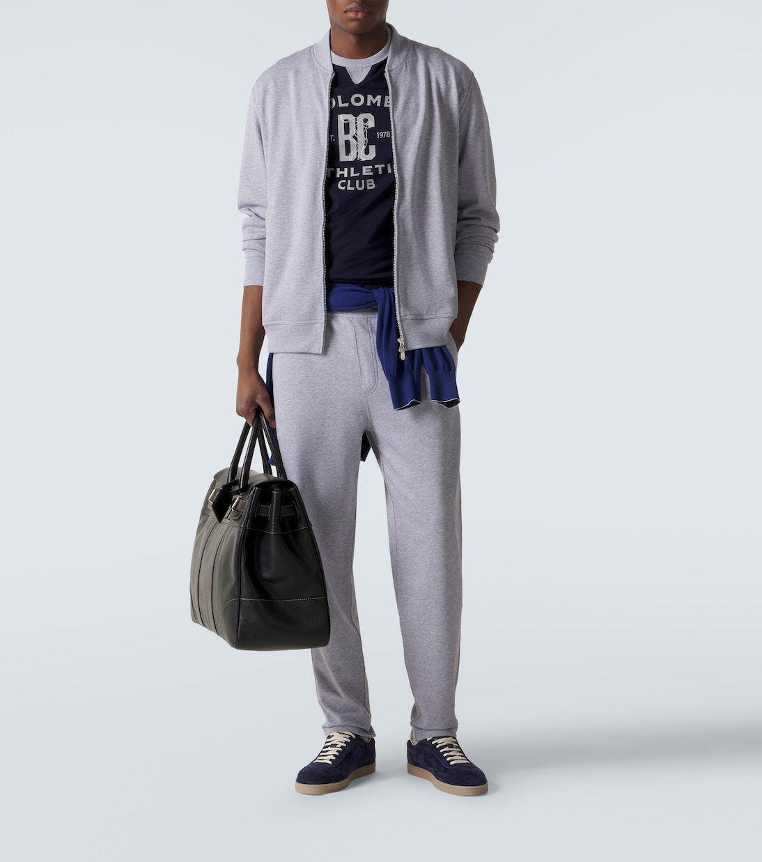 Felpa in jersey di misto cotone con zip | Brunello Cucinelli