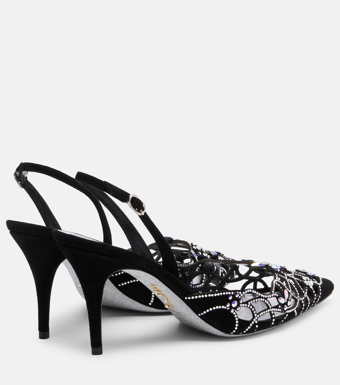 Embellished suede slingback pumps | Rene Caovilla