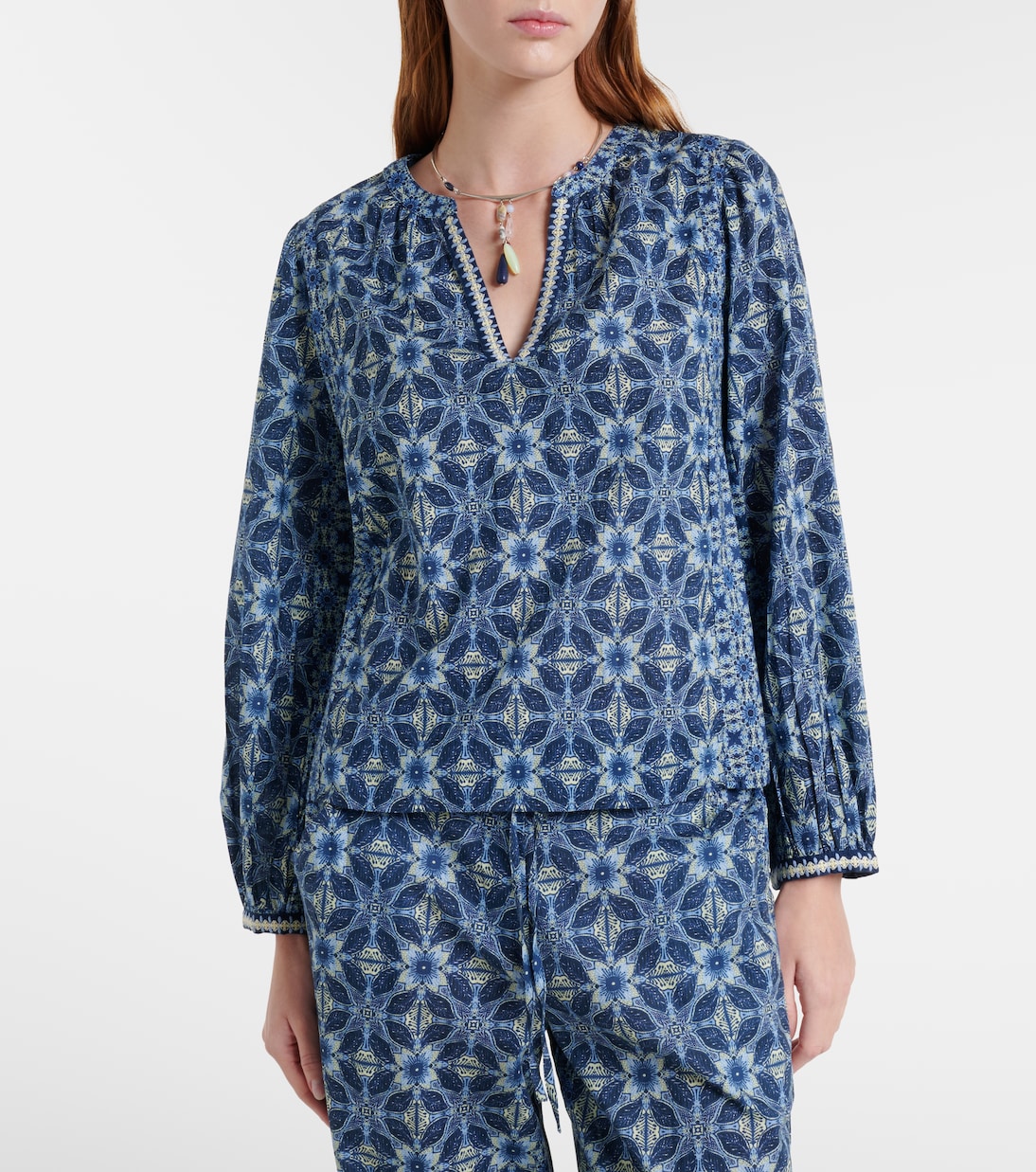 Claudie printed cotton blouse | Velvet