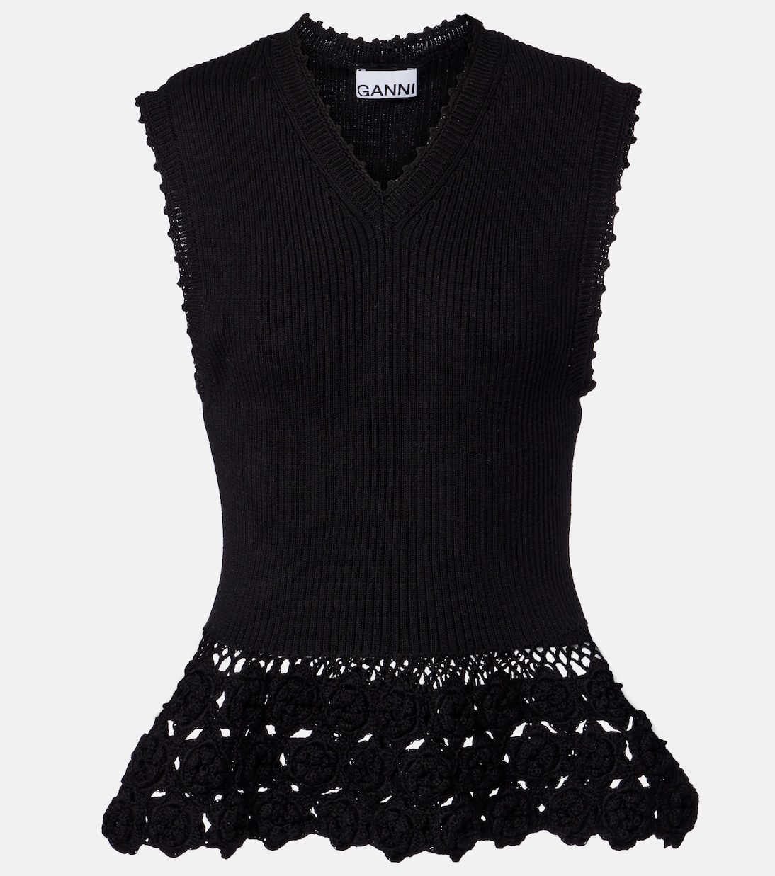 Top en mezcla de algodón con bordado | Ganni