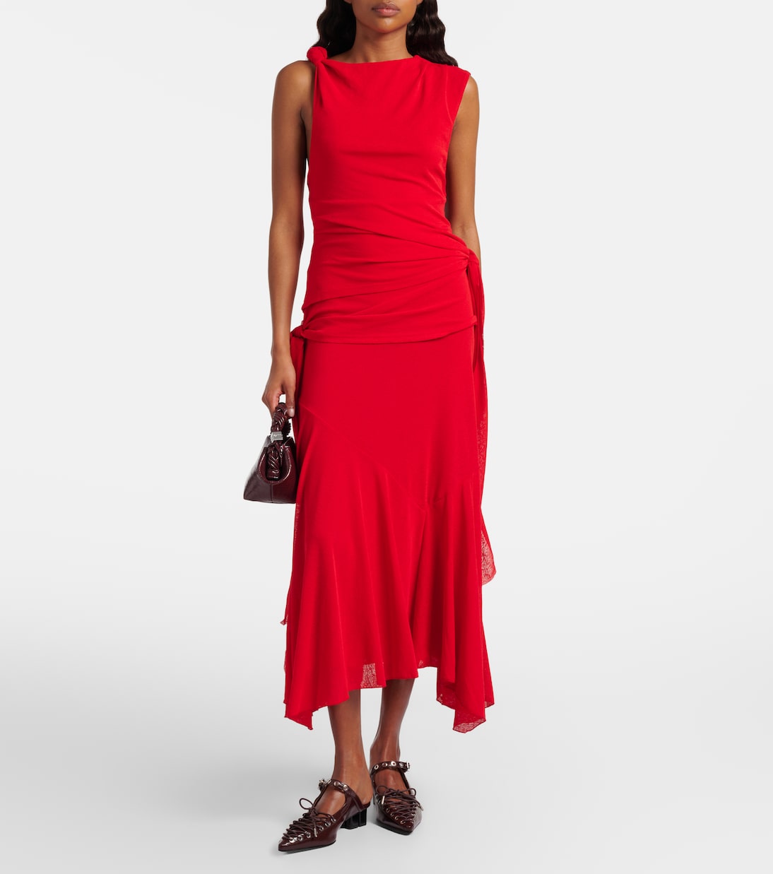 Vestido midi asimétrico drapeado  | Ganni