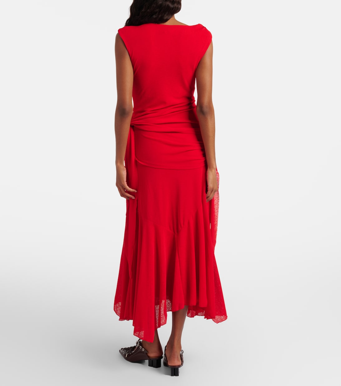 Vestido midi asimétrico drapeado  | Ganni