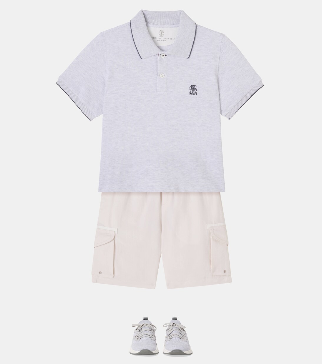 Linen and cotton cargo shorts | Brunello Cucinelli Kids