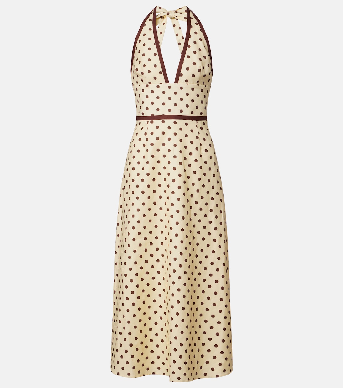 Bowie polka-dot linen and cotton midi dress | Posse