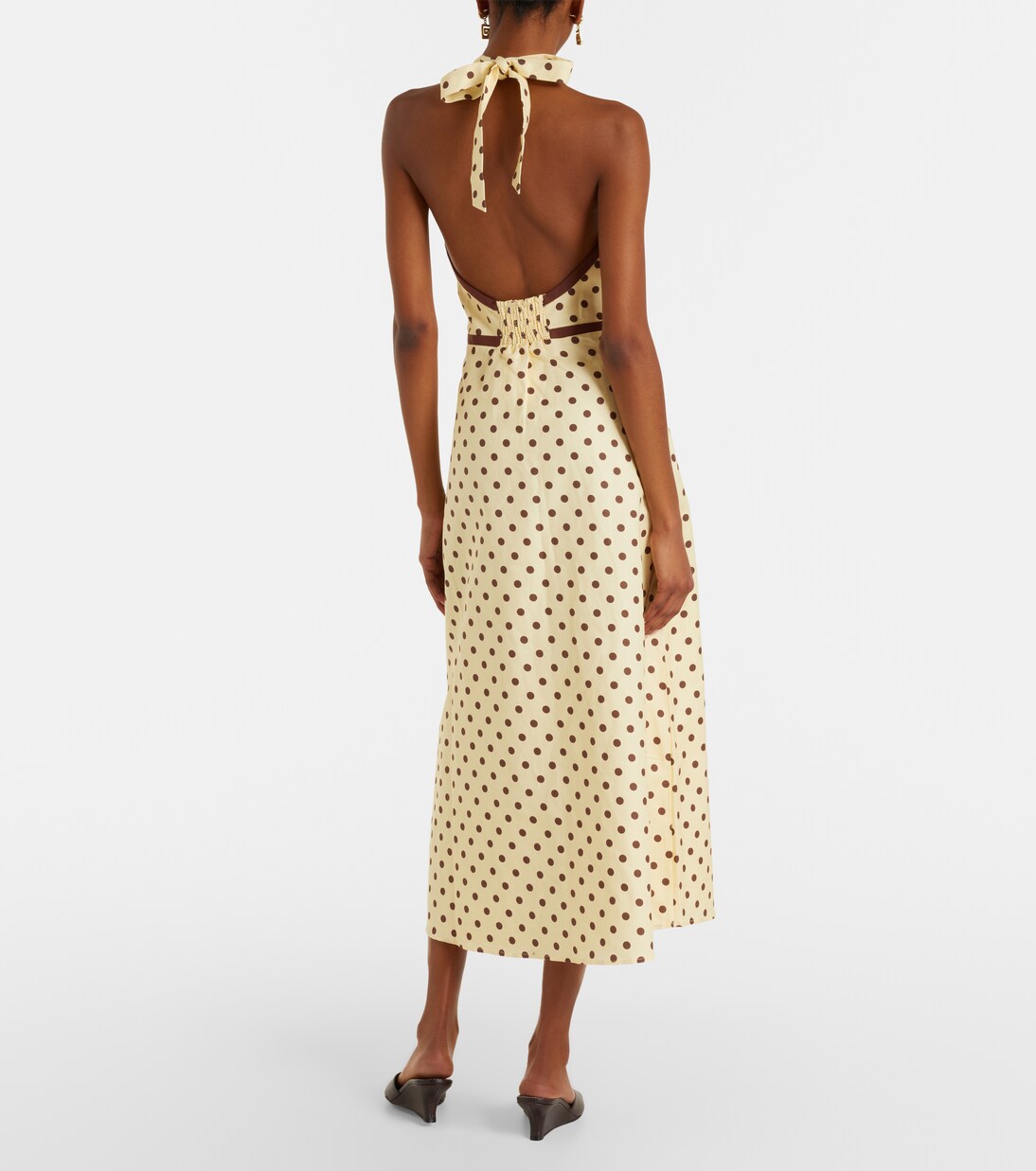 Bowie polka-dot linen and cotton midi dress | Posse