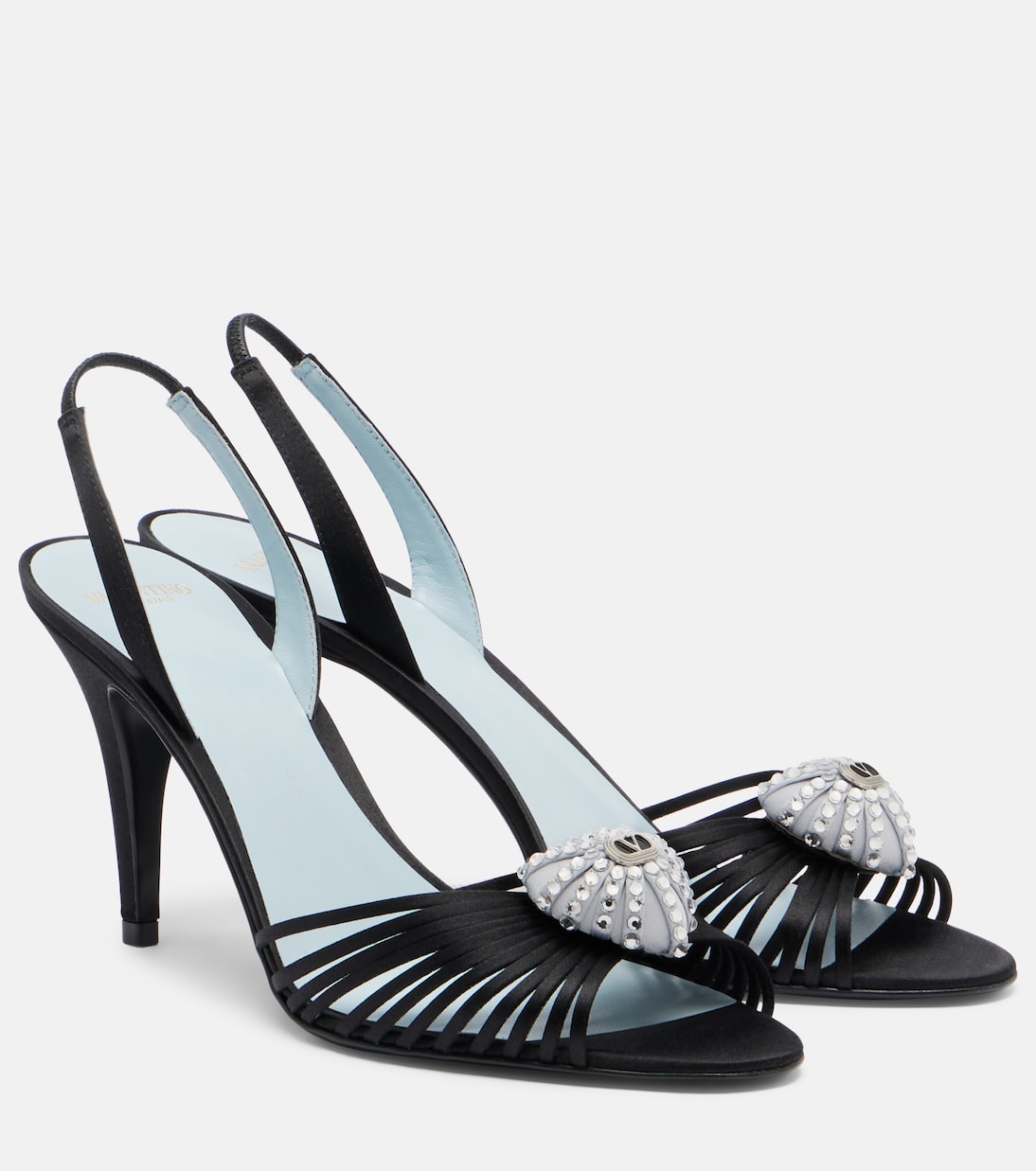 Cœur Royal satin slingback sandals | Valentino Garavani