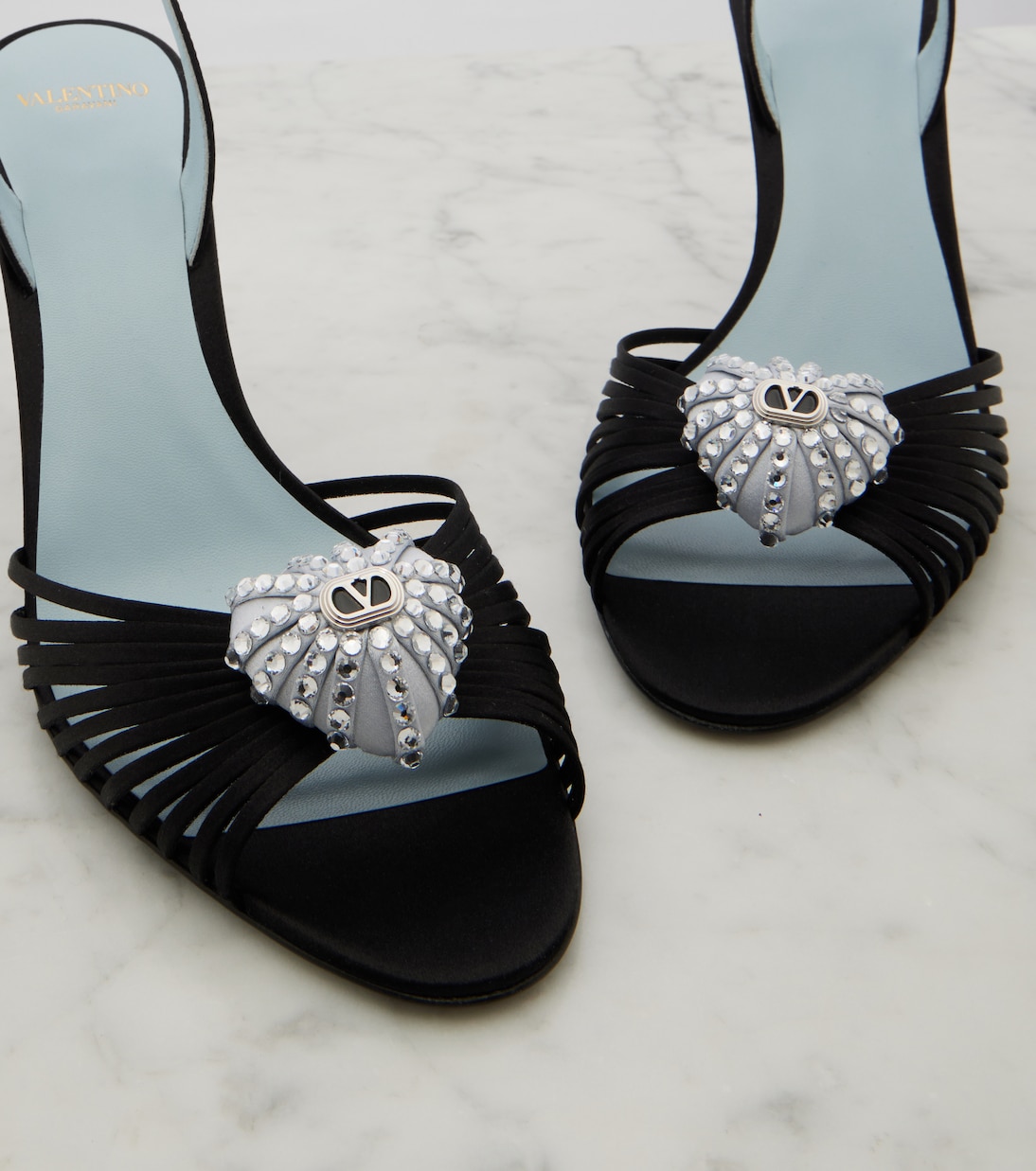 Cœur Royal satin slingback sandals | Valentino Garavani